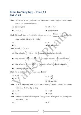 Kiểm tra Tổng hợp  Toán 11 Bài số 43